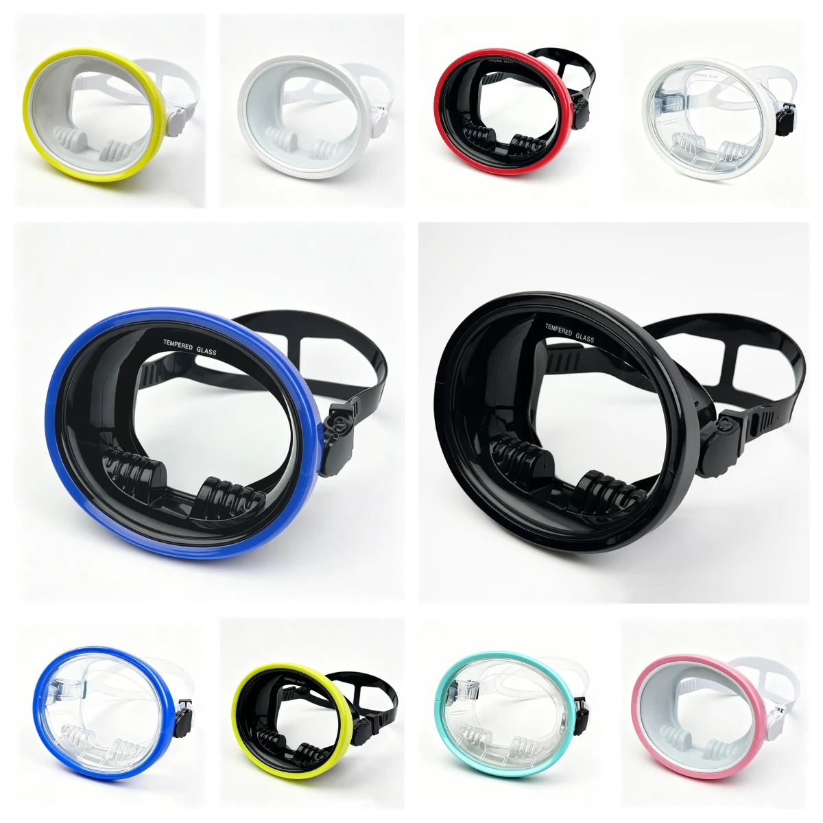 Oval Diving Mask Spearfishing Mask Classic Retro-Style Panoramic Wide View Scuba Goggles Tempered Glass Lens for Adults