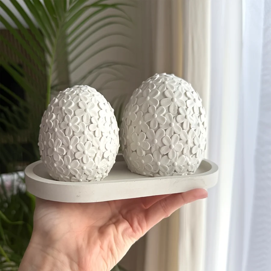 Resin silicone mold set of 2 pieces, Easter egg-shaped candle holder mold, decorative art piece, DIY shaping mold - view 3