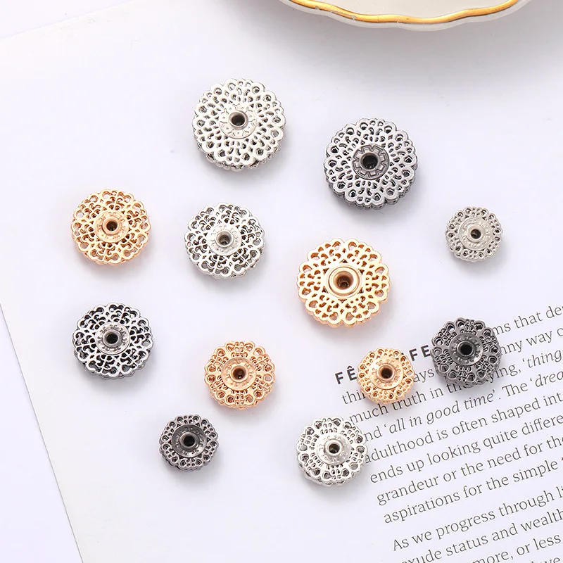 10PCS Metal Cross Concealed Buttons Creative Snowflake Shape Invisible Snap Button Women\'s Coat Sweater Clothes Decoration