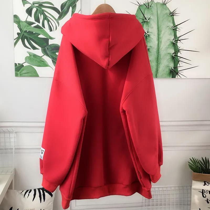 سترة صوفية مبطنة سميكة متوسطة الطول بسحاب وغطاء للرأس مفتوحة سترة خارجية للنساء كاجوال مريحة