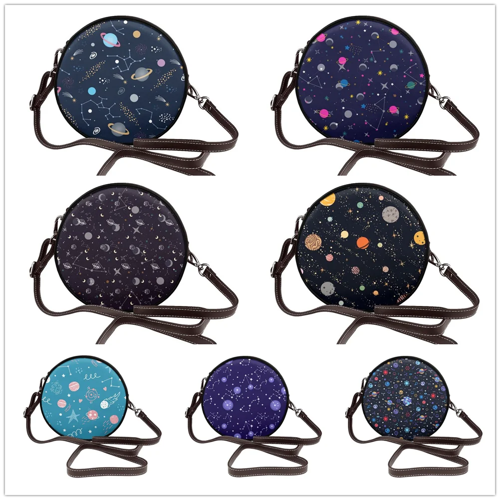 Starry universe Single shoulder bag Fashion Pu leather single shoulder round bag women's luxury large capacity crossbody purse