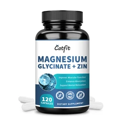 Catfit Magnesium Glycinate+Zinc Capsules Vitamins for Memory Diet Supplement Heart Brain Nerve Bones Immune Health Sleep Quality