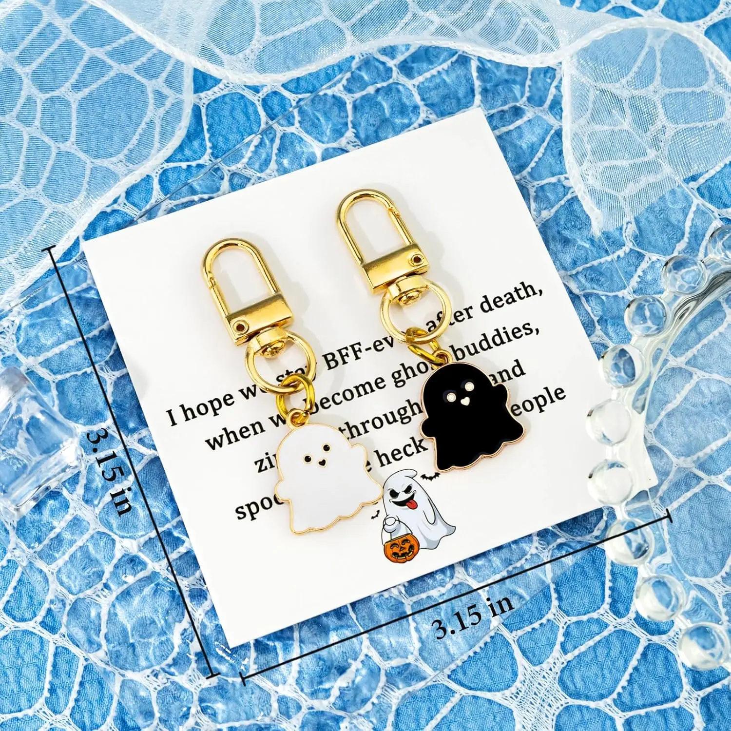 Funny Halloween Gifts Ghost Keychain Halloween Themed Gift for Friends BFF Bestie Spooky Ghost Gift for Women Stocking Stuffers