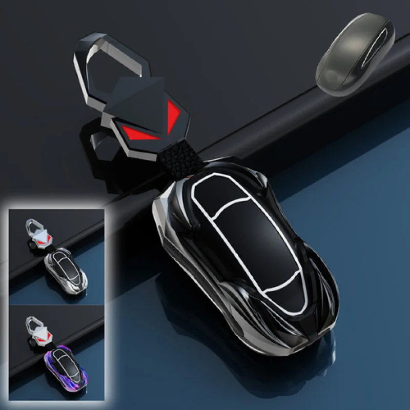 

Кожаный чехол для дистанционного ключа автомобиля из цинкового сплава A +, чехол для брелока для Tesla Model X 2016-2023