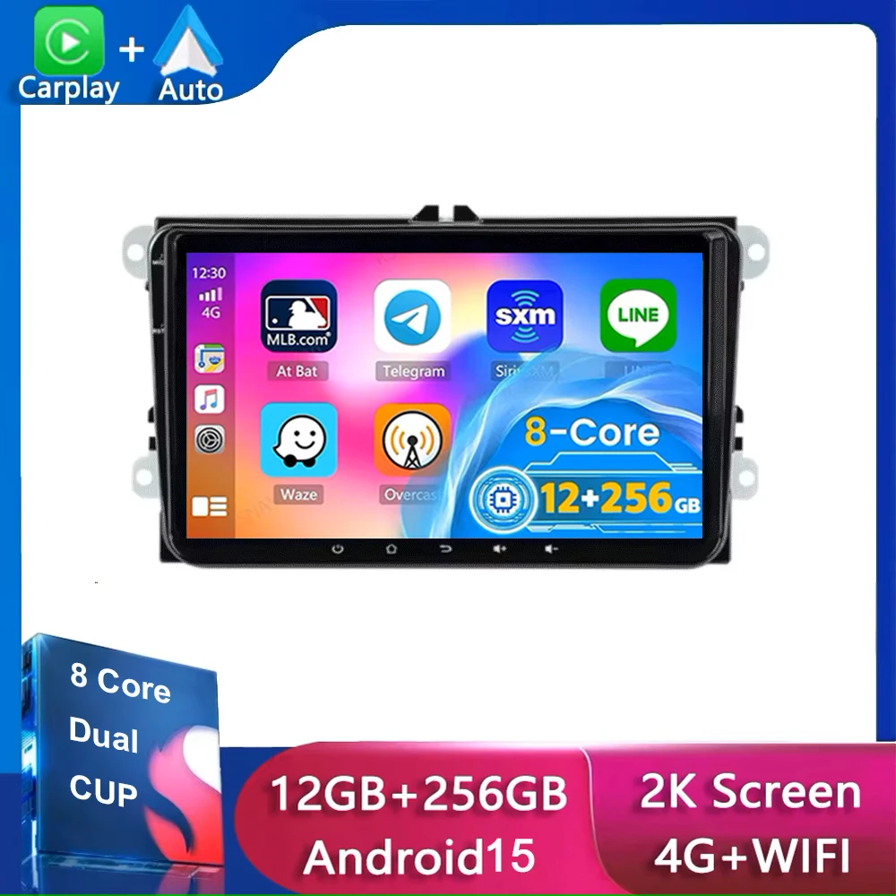

9" Android 15 Car Radio For VW/Volkswagen/Golf/Polo/Tiguan/Passat/B7/B6/Seat/Leon/Skoda/Octavia GPS Navigation Multimedia Player