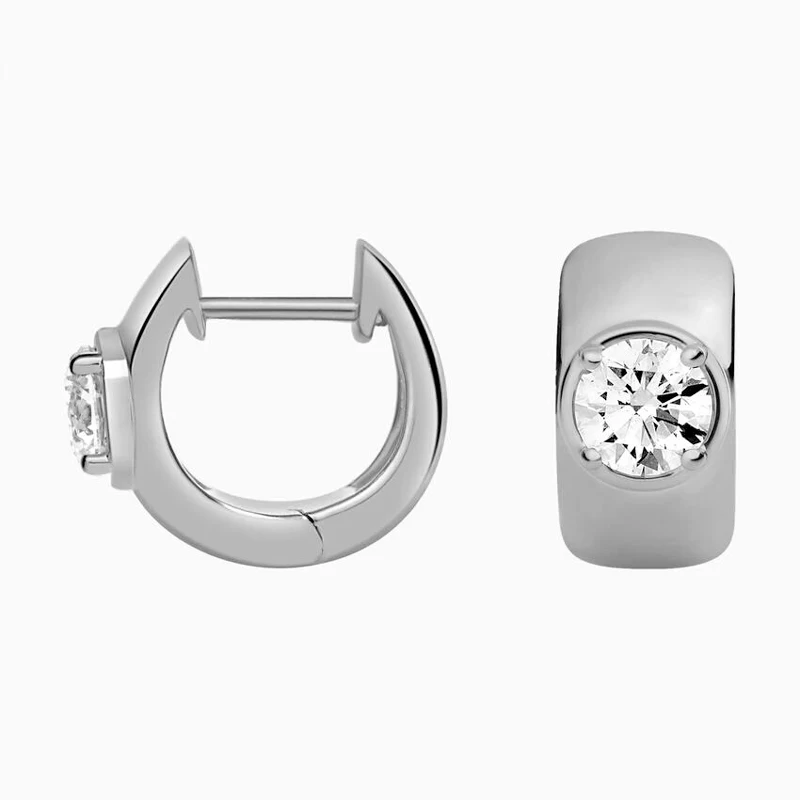 Lnkry Round 5MM Moissanite Earring With Certificate 14k Gold-Filled Wide Chunky Hoop Earrings for Women Vintage Jewelry Gift - view 5