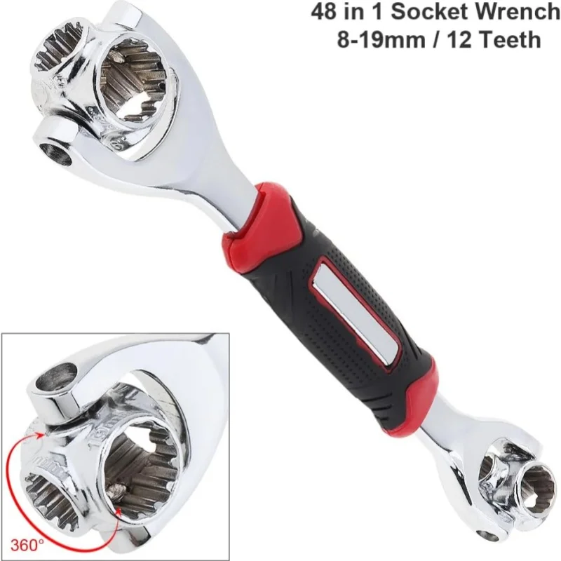 Universal 48 in 1 Socket Wrench, Suitable for the Car Motorcycle Family of 360° Rotary Head Multi-Function Splined Bolt Wrench