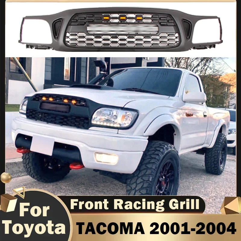 

Fit for Toyota TACOMA 2001 2002 2003 2004 Front Racing Grills with LED Light Modification Facelift TRD Hood Grille Auto Parts