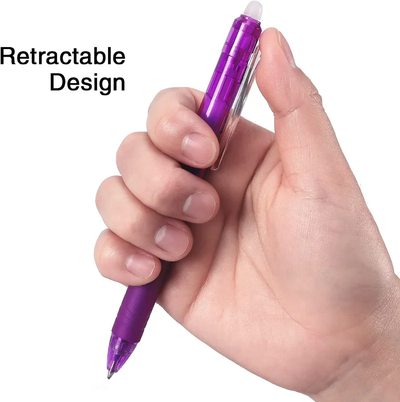 0.7mm Magic Erasable Pen Press Gel Pen Set 8 Colors Erasable Refill Rod Gel Ink Stationery Retractable Pens Washable Handle Rod