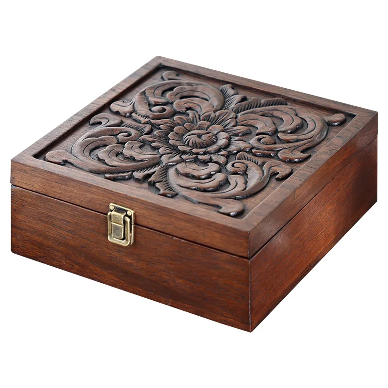 

Retro solid wood high-end storage box wooden gold three gold jewelry box hand