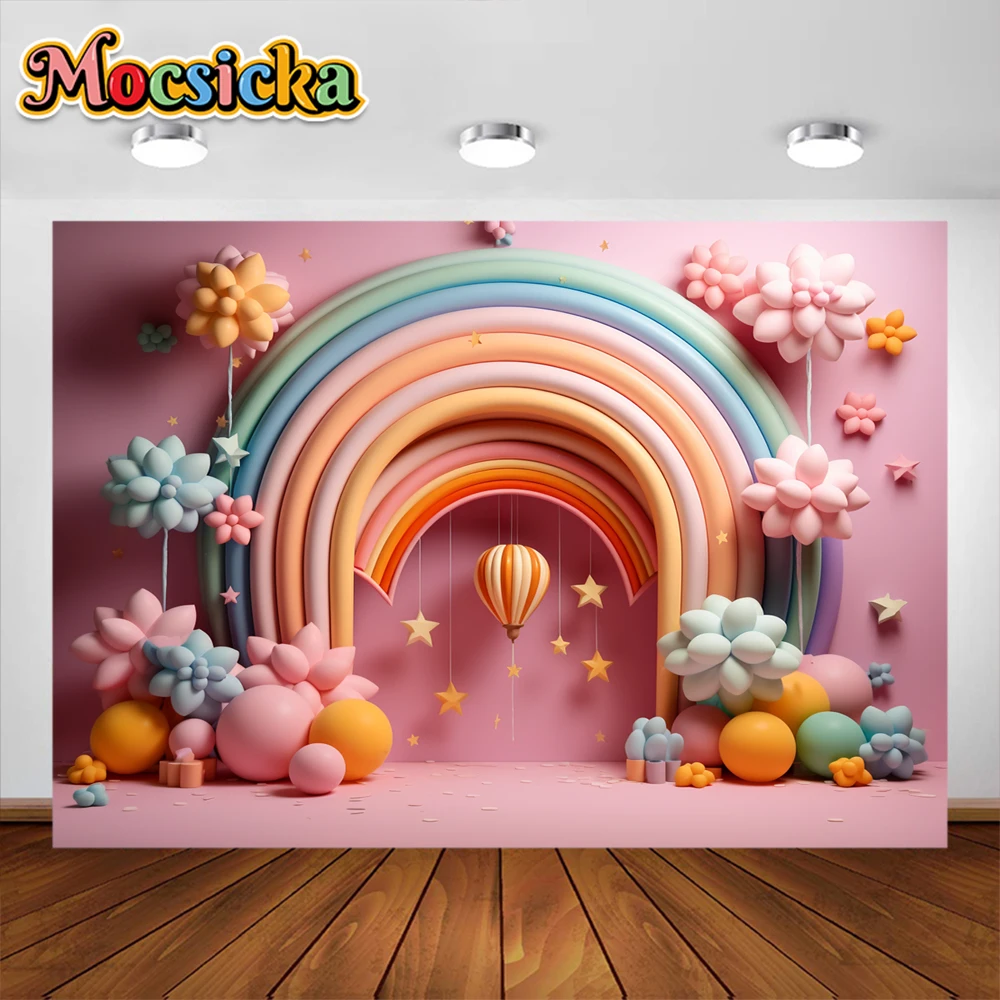 Ice Cream Candy Photography Background Cake Smash Colorful Balloons Leaves Kids Birthday Party Decor Backdrop Photo Studio