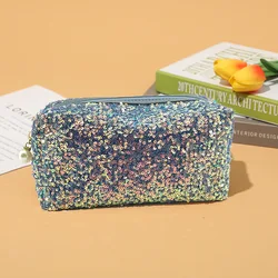 Women Sequins Makeup Bag High-capacity Zipper Storage Bag Lazy Cosmetic Zipper Pouch Handbags Makeup Travel Girls Gift