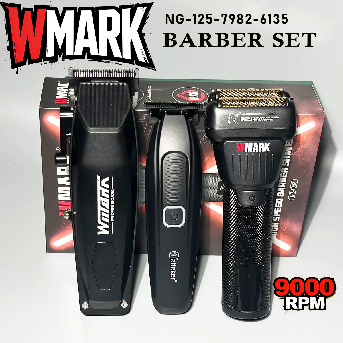 

Профессиональный мощный электрический набор для стрижки волос с лезвиями DLC, 9000 об/мин, фолиевая бритва-триммер для мужчин WMARK NG-125 7982 6135