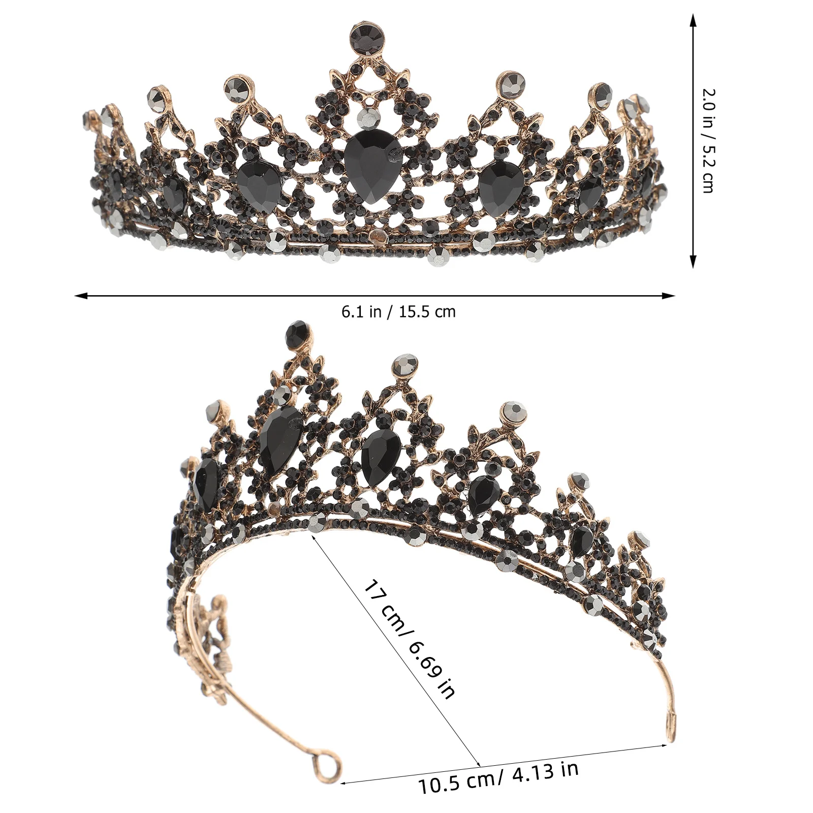 1Pcs Retro Styled Alloy Crown Bridal Headdress Black Birthday Wedding Headband Vintage Wedding Accessories Alloy Crown