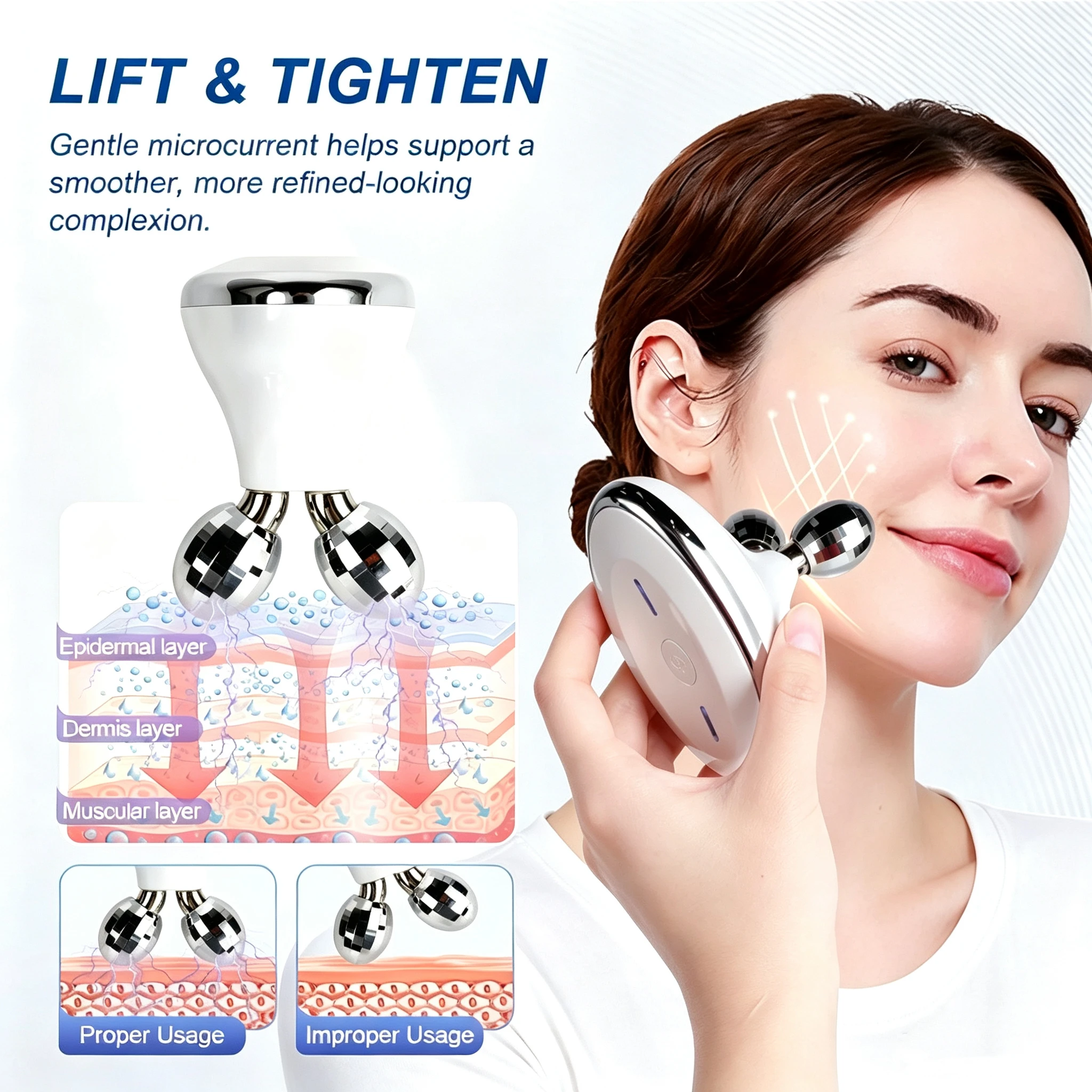 Dual Roller Massager Facial V-Line Massager EMS Body Massage Double Jaw Lifting Skin Firm Skin Care Beauty Tools