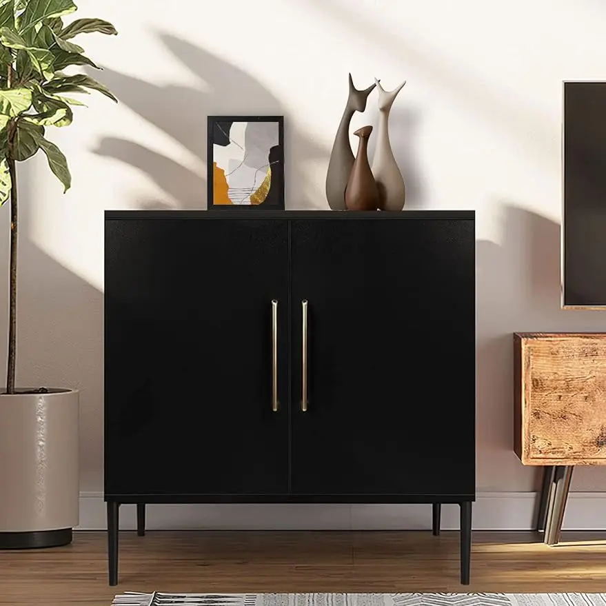 

Black Storage Cabinet, Modern Accent Buffet Cabinet, Free Standing Sideboard Storage with Door, Wood Sideboard for Bedroom, Livi