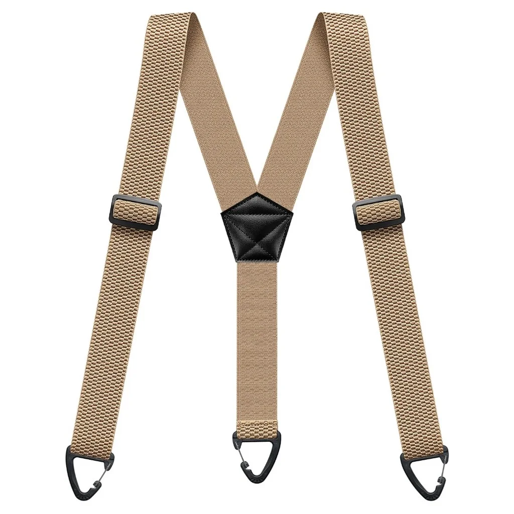 Robuste Hosenträger für Herren, Arbeit, Biker, Outdoor, 3,8 cm breit, X-Rücken, mit 4 Karabinerhaken, verstellbare elastische Hosenträger, Gurt