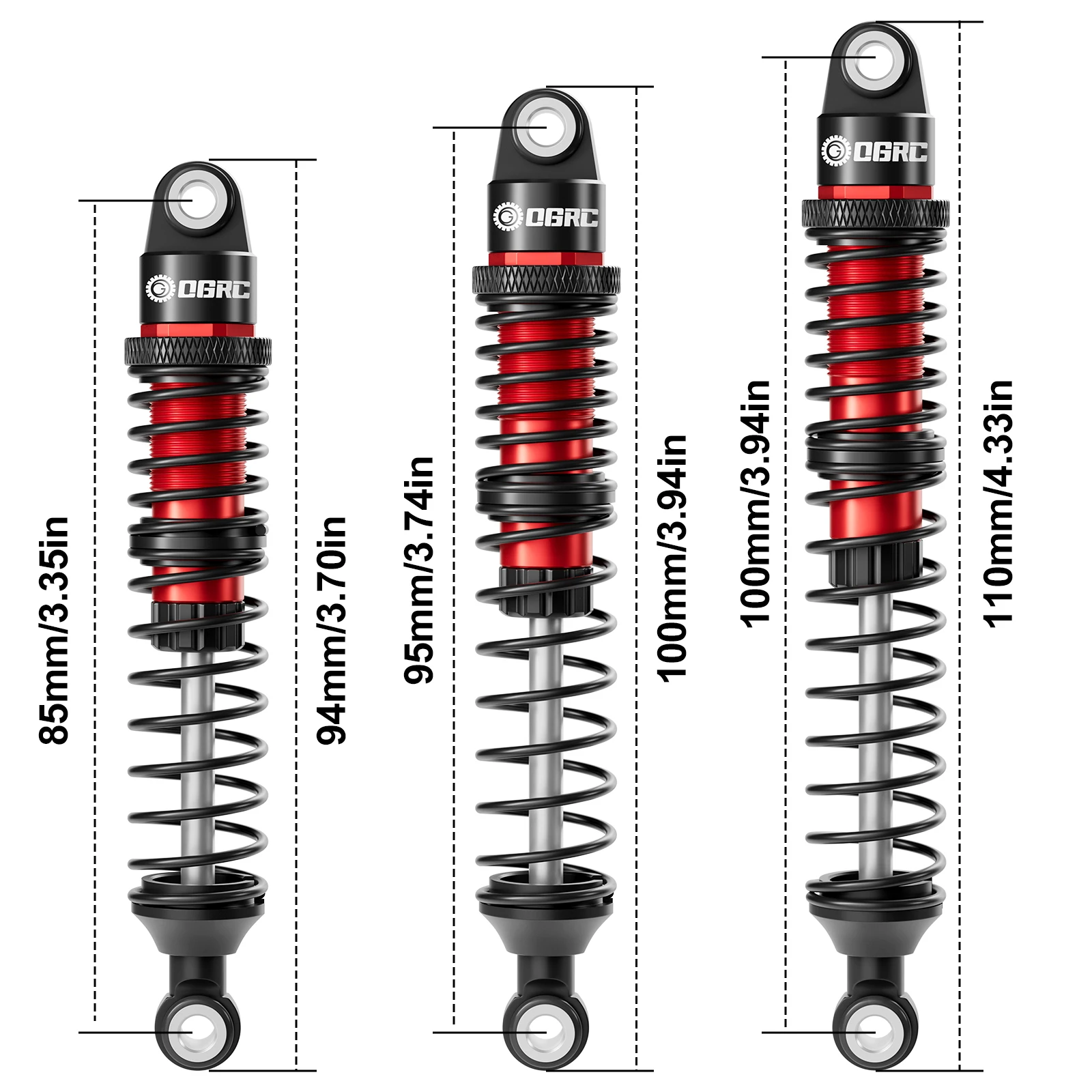 OGRC 1/10 RC Crawler Oil Filled Shock Absorber Damper 85/95/100mm Suspension Upgrade for Traxxas TRX4 Defender Bronco TRX6 Parts view 3