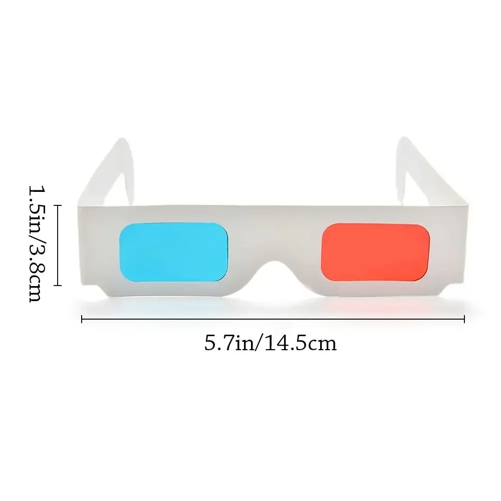 Lunettes 3D universelles en carton et en papier, portables, rouges, bleues, cyan, pour jeux vidéo, films et DVD, 1 pièce