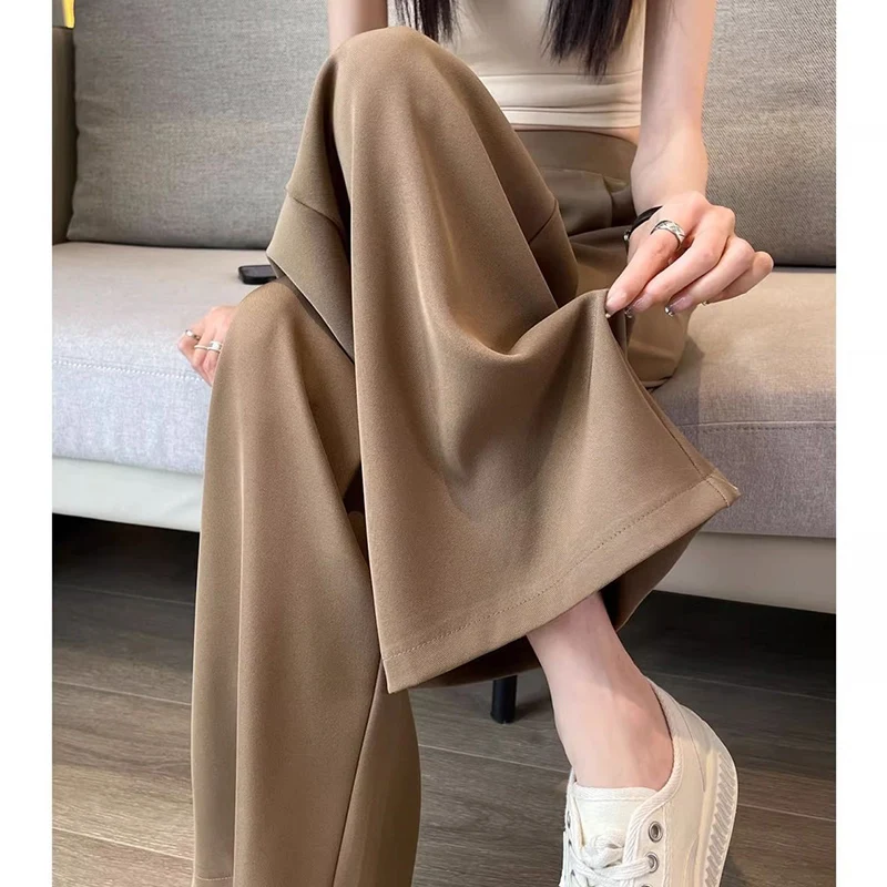 Summer Women Fashion Thin Baggy Pants Female Concise Korean Work Daily Trousers Lady Classic All Match Work High Waisted Slacks