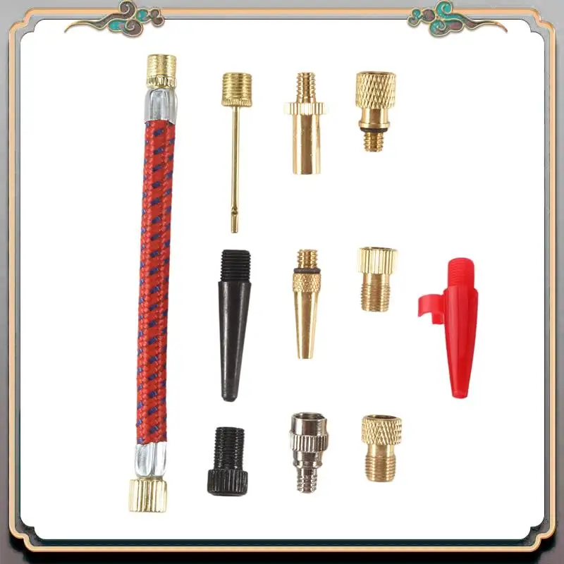 

Reliable-12Pcs/Set Airbed Pump Hose Adapter Nozzle Valve Air Hose Inflating Needles Bike Pump Inflator Connector Bike Tools