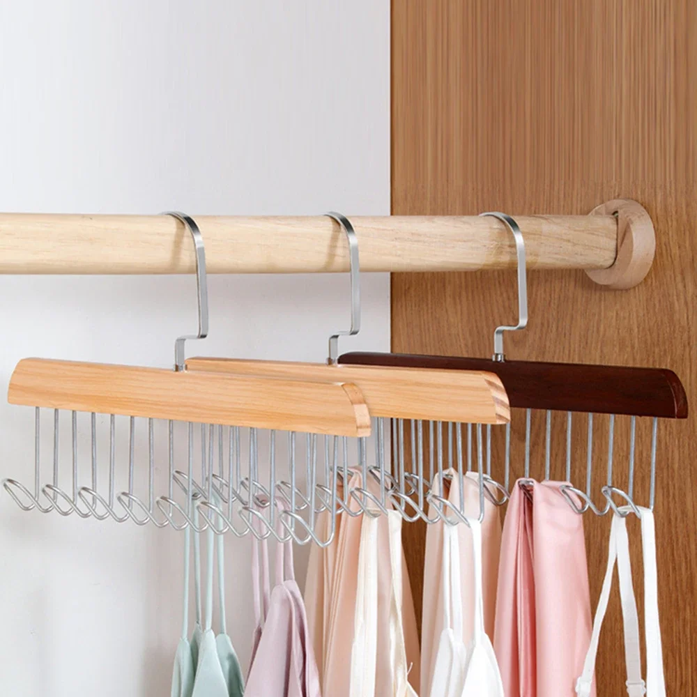 

1 /2 Solid Wood 8 Hook Hanger, Underwear, Vest, Tie Multi-Functional Hook, Suitable Dormitory, Apartment, Bedroom Finishing