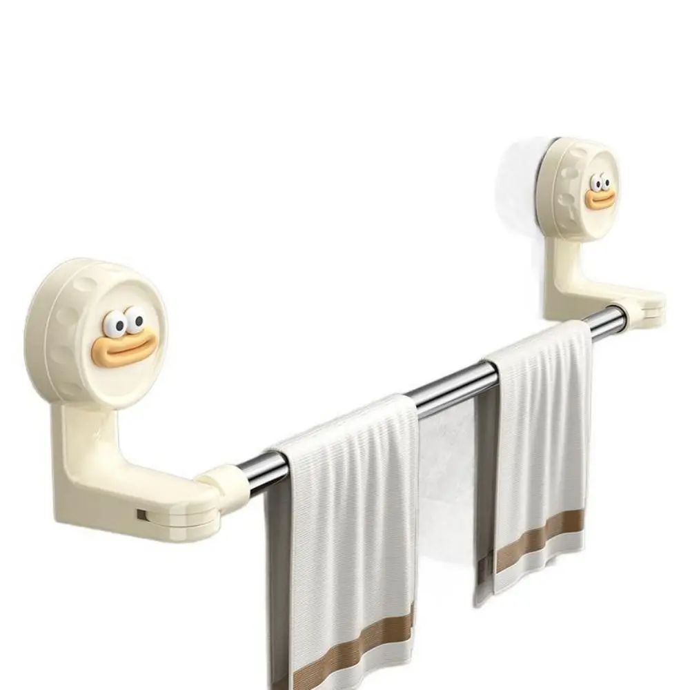 Wall Mounted Suction Cup Towel Rack Without Drilling Hole Adjustable Stretchable Towel Rod Rotatable Sturdy