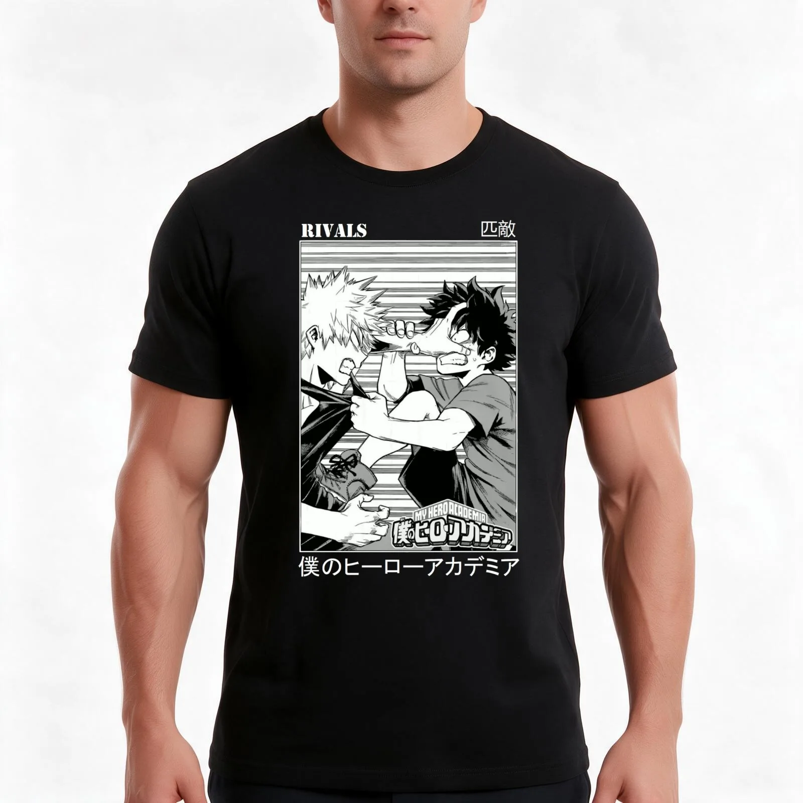 Rivals Bakugo VS Midoriya BHA T-Shirt Summer Casual Cotton Tee Oversized Streetwear Tops Vintage Graphic Print 100% Cotton