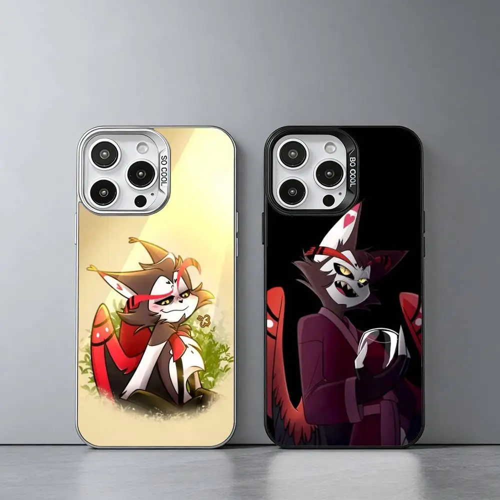

H-Hazbin Hotel H-Husk Phone Case For iPhone 17,16,15,14,13,12,11 Plus,Pro Max,XS,Colored silver phone case