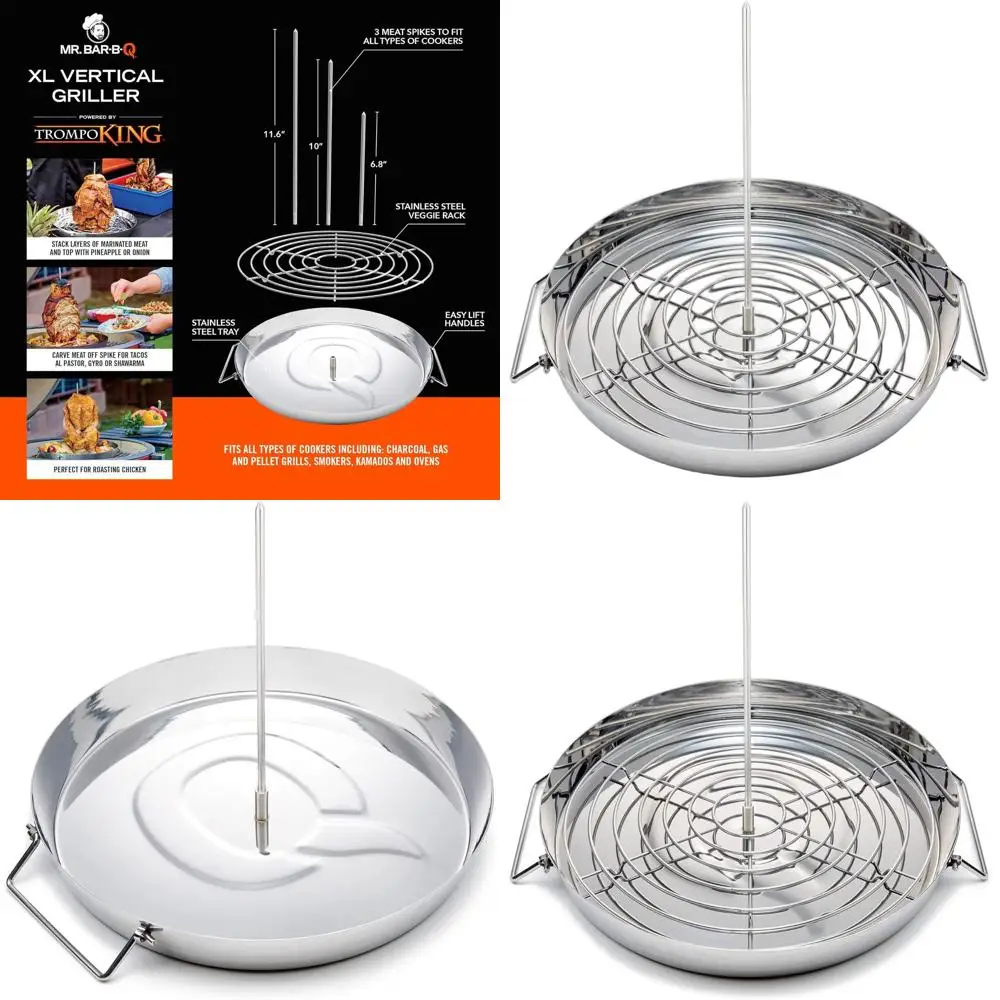 

Trompo King Vertical Grill for Tacos, Shawarma, Kebabs, Gyro - 3-Sized Spikes