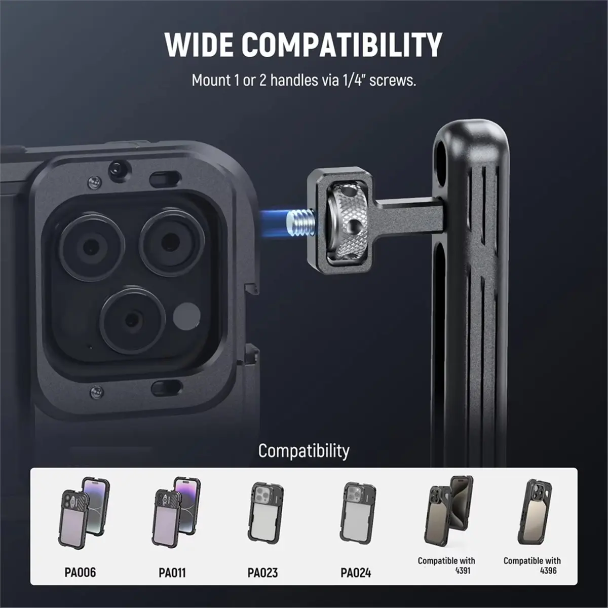 2026 New 2PACK Rotatable Side Handle/Top Handle for Smartphone Video Rig Filming Equipment, Aluminum 1/4inch