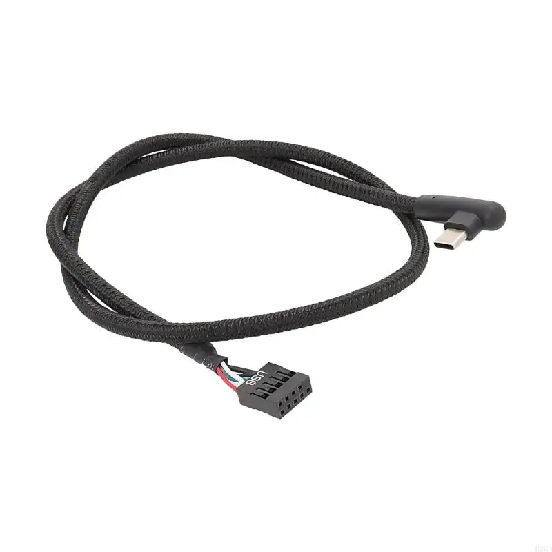 Angled USB 9 Pin to USB C Modification Wire for Desktop Computer Case Interior Linkage Cord 50cm H8WD