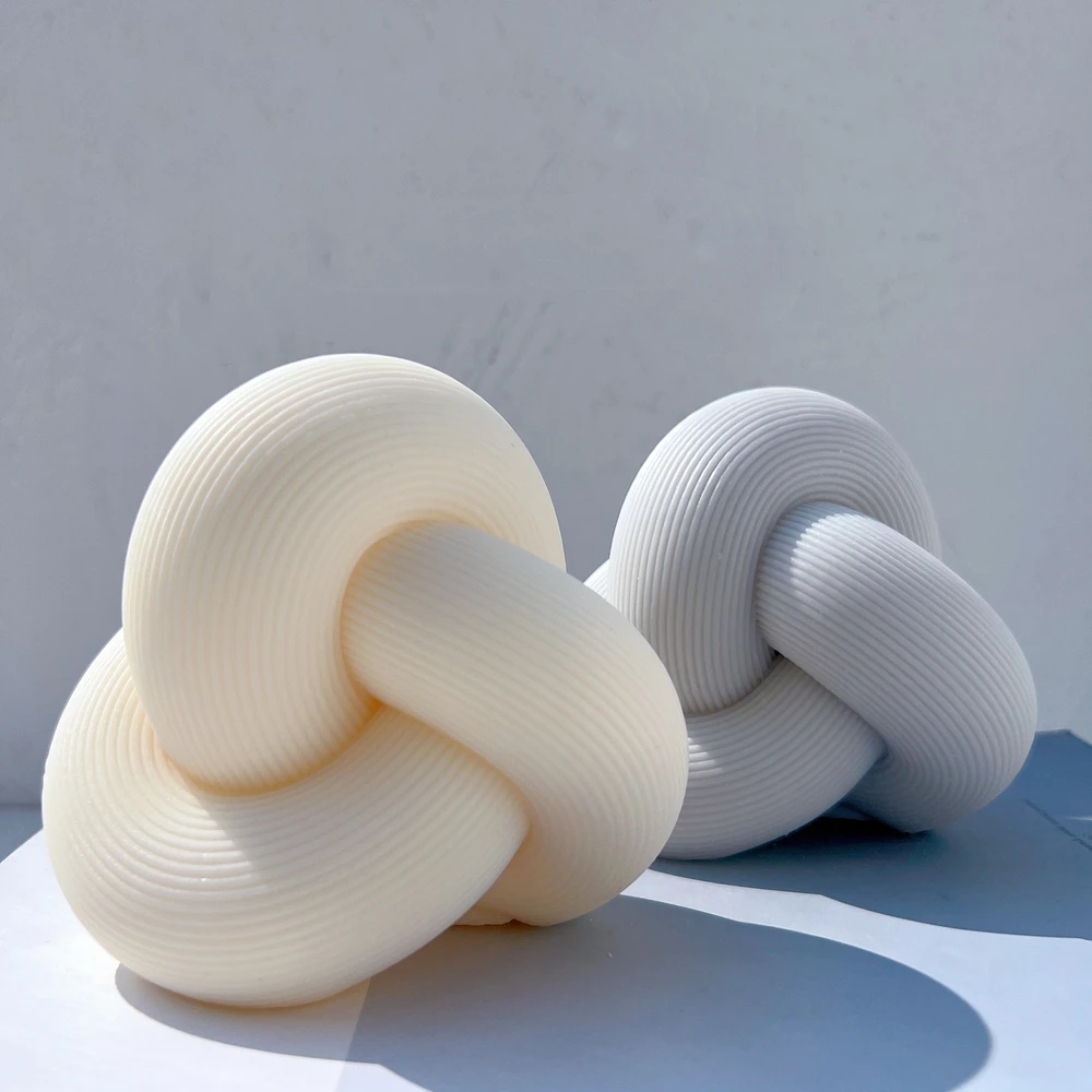Ribbed Tube Knot Candle Silicone Mold Tie Rope Ball Twisted Knitted Knots Candles Mould for Unique Weird Gift
