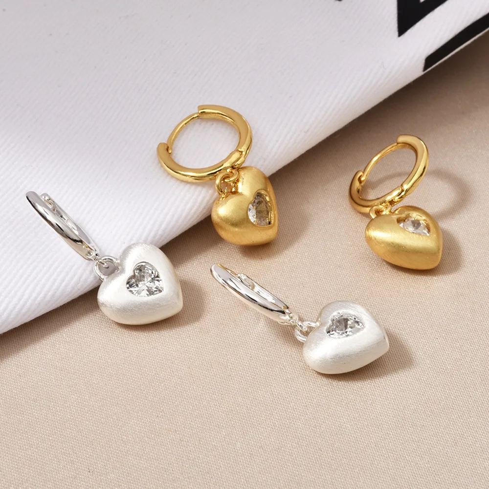 

French Style Exquisite Vintage Metal Earrings Hoop for Women Romantic Geometric Heart-Shaped Earrings Wedding Party Jewelry