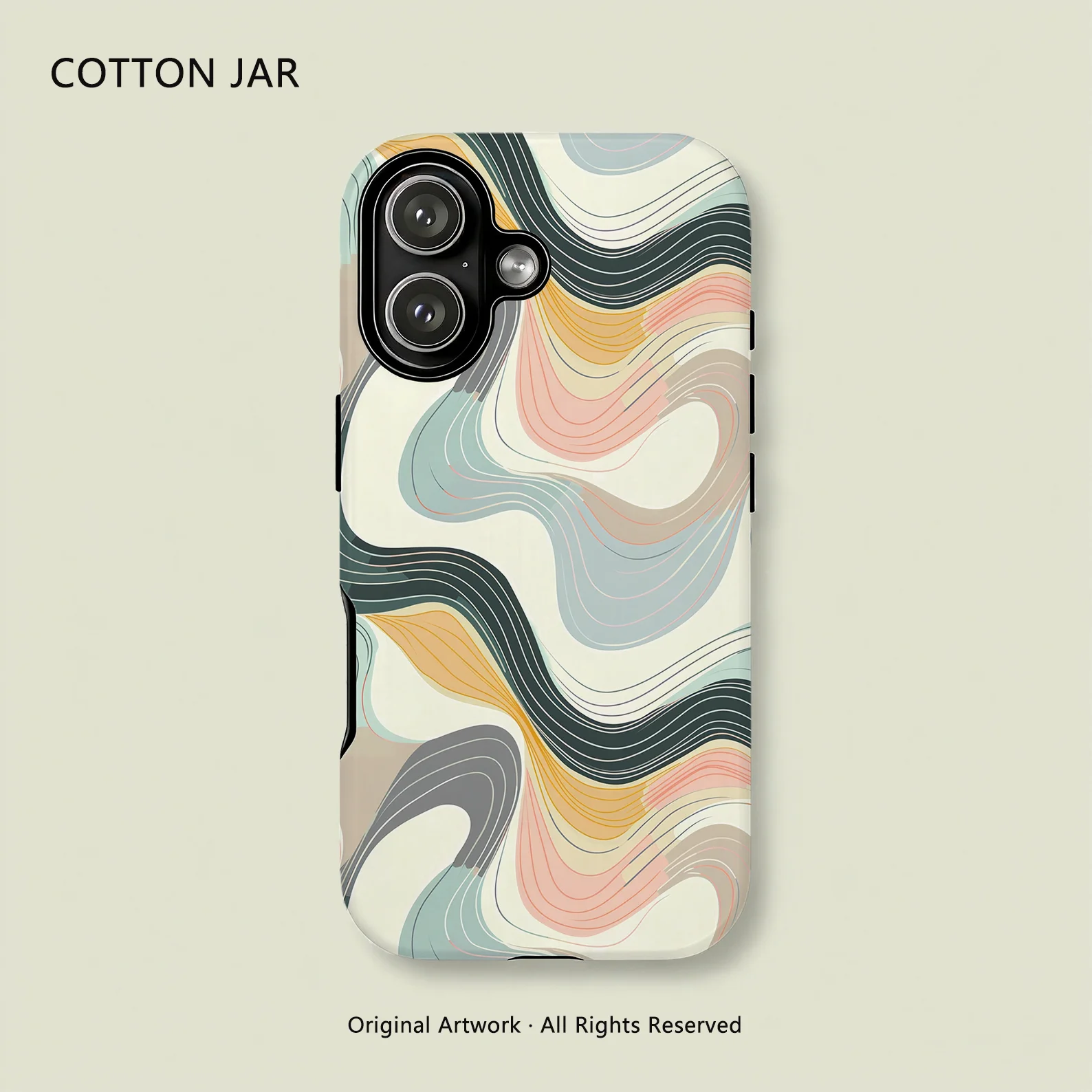 Abstract Pastel Wave Art Magnetic Phone Case For iPhone 17 16 Pro Max 15 14 Plus 13 12 Wireless Charge Double Layer Cover