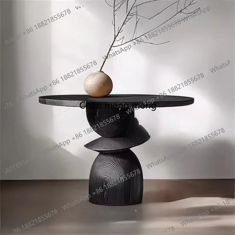 

Medieval style round solid wood dining table simple ash wood negotiation table restaurant table household