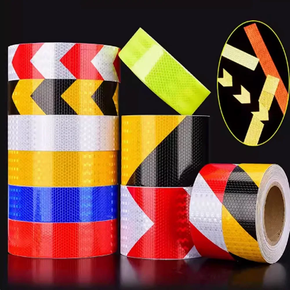 32.8ftx0.16ft Arrow Reflective Tape Car Sticker Safety Warning Mark Self Adhesive Tape