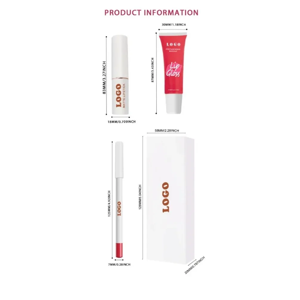 العلامة الخاصة شعار مخصص 3 في 1 قلم تحديد الشفاه ماتي أحمر الشفاه السائل وملمع الشفاه الثلاثي مجموعة للمكياج النباتي بالجملة #5