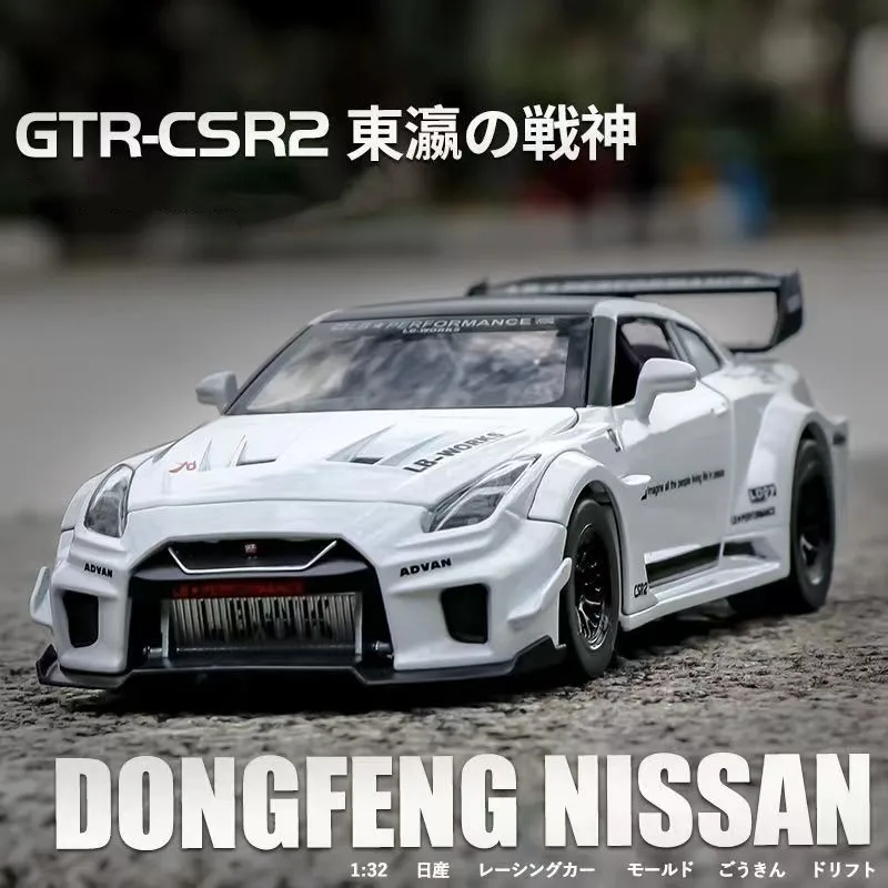 1:32 Nissan GTR CSR2 Skyline Ares Alloy Car Model Diecast Metal Toy Vehicles High Simulation Pull Back Collection Kids Toys Gift