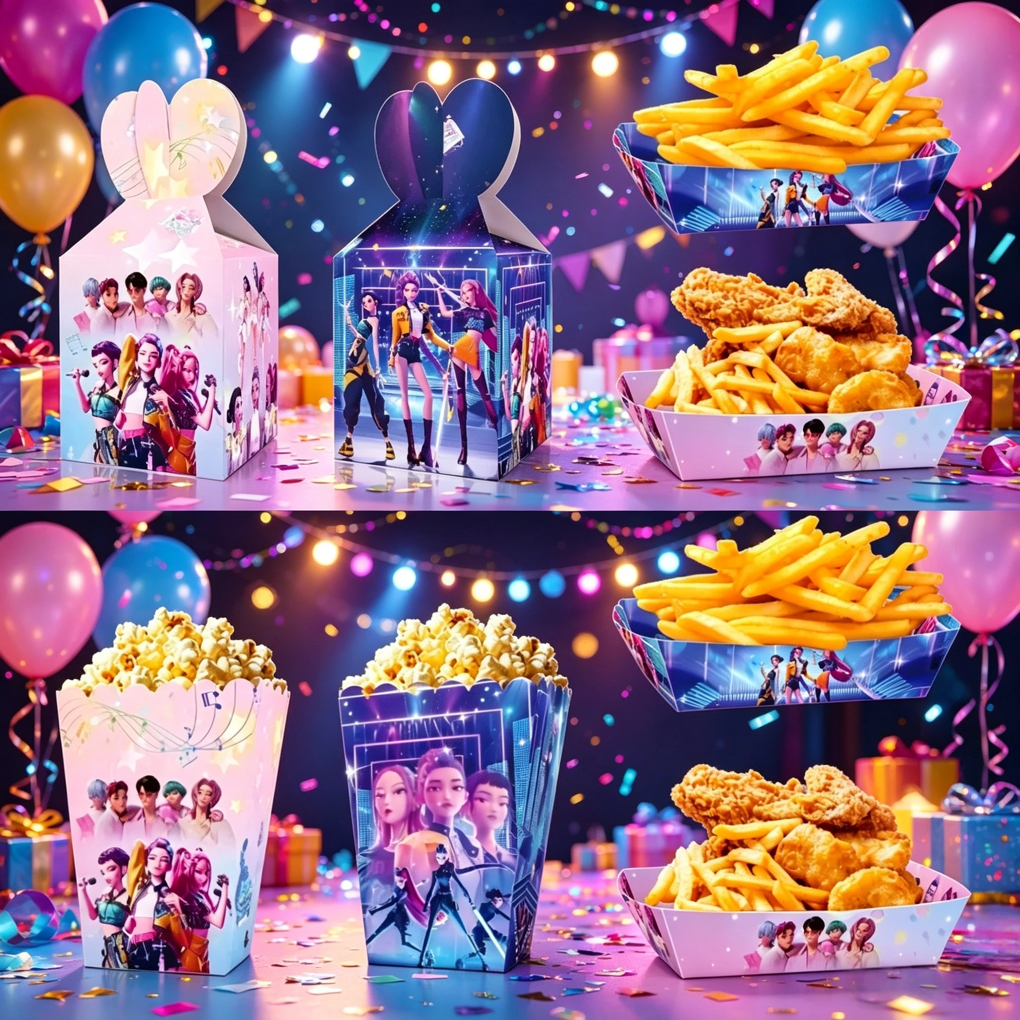 Novedad 2026: Cajas de Palomitas y Papas Fritas con Temática de Anime Kpop, Lindas y Divertidas, Ideales para Fiestas de Cumpleaños Infantiles, Regalos y Empaques para Festivales