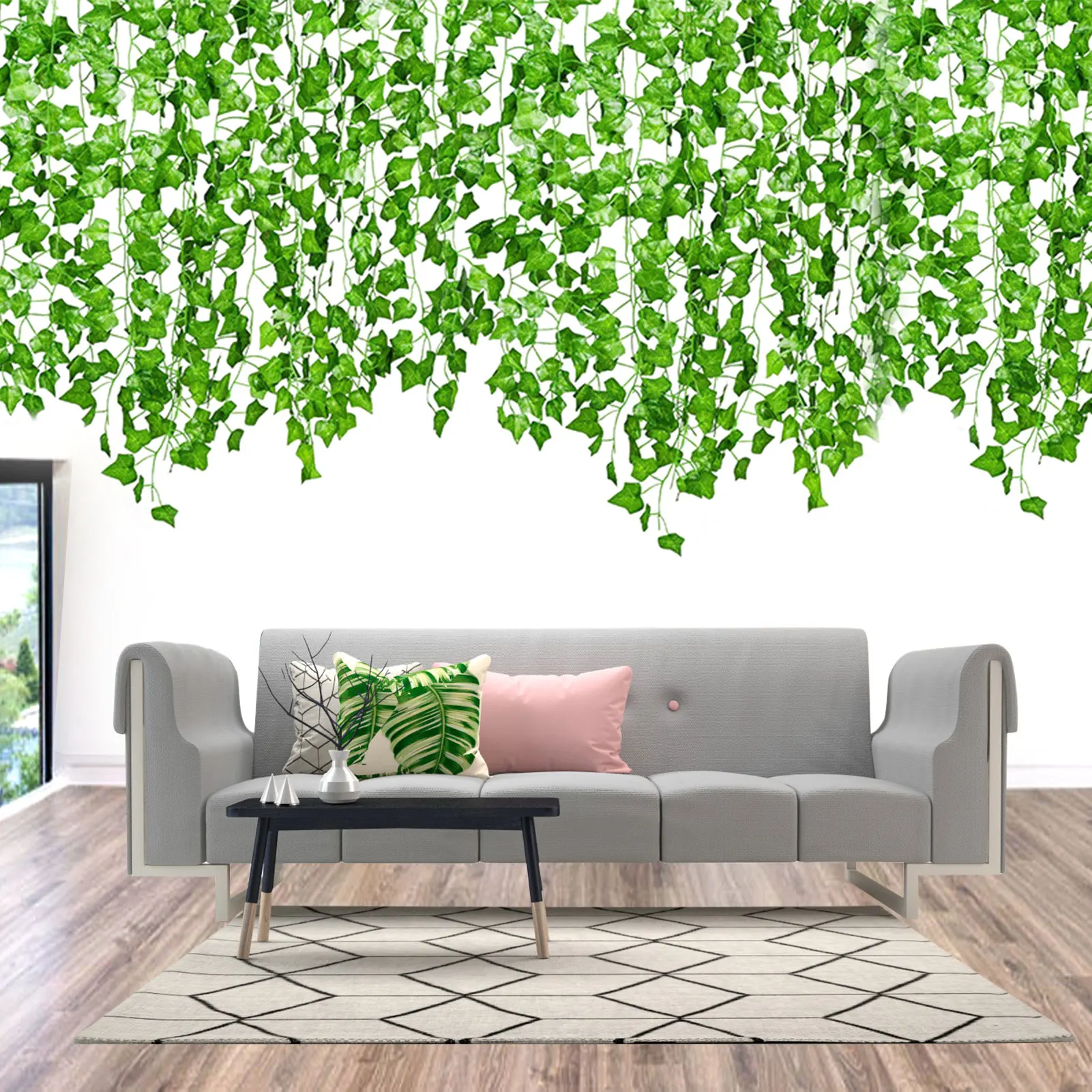 12 Pack 2.2M Fake Ivy Leaves Ivy Garland Green Leaves Fake Plants Artificial Ivy Leaf Garland Plants Vine Green Decor For