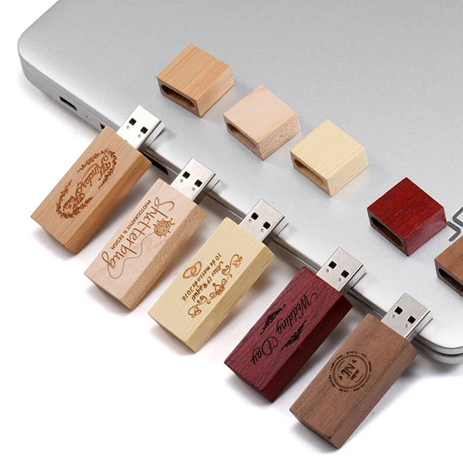 Tự Do Tùy Chỉnh LOGO Chụp Ảnh Bằng Gỗ USB 2.0 Flash Drive 32GB Camera Bút 64GB Thẻ Nhớ 128GB Cưới hộp Quà Tặng 10 Cái/lốc