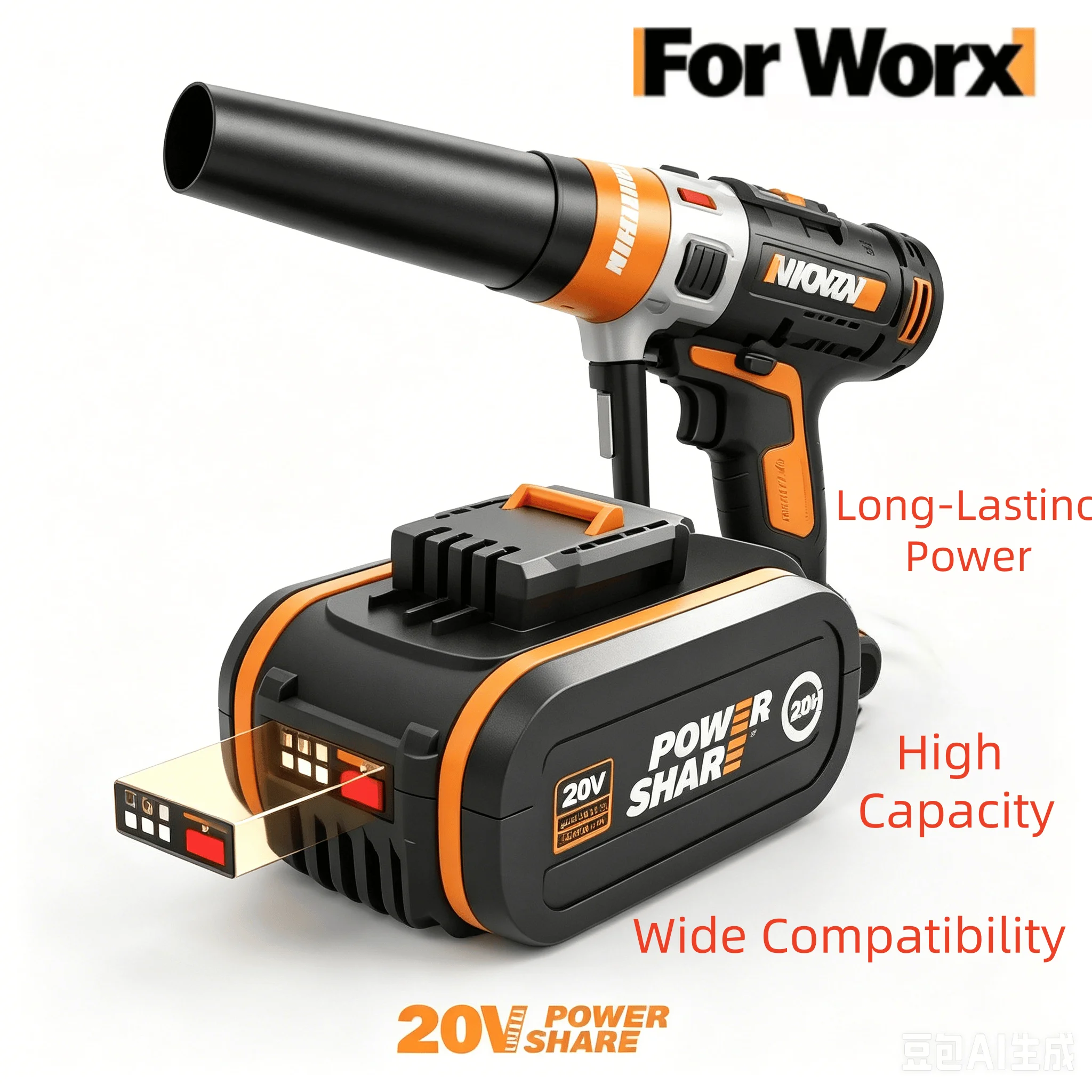 

20V 4.0/6.0/8.0Ah Lithium Battery Compatible With Worx WA3551 WA3553 WX373 Rechargeable High Capacity Power Tool Battery