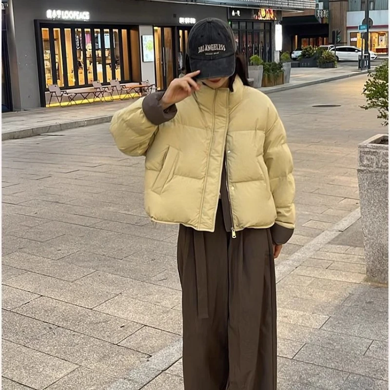 Women's High-end Cute Coats New Best Sellers Winter Korean Outfits Cotton Coats Puffer Jacket Warm Patchwork Long-sleeved Top