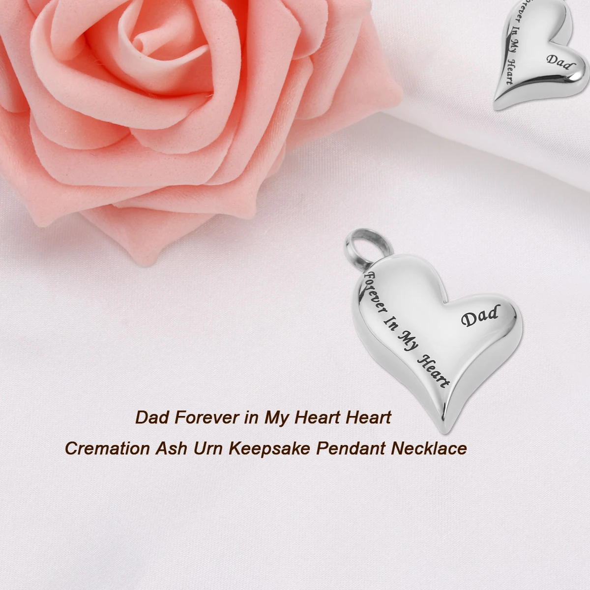 

1Pcs Heart Shaped Cremation Ash Urn Pendant Necklace For Dad Forever Love In My Heart
