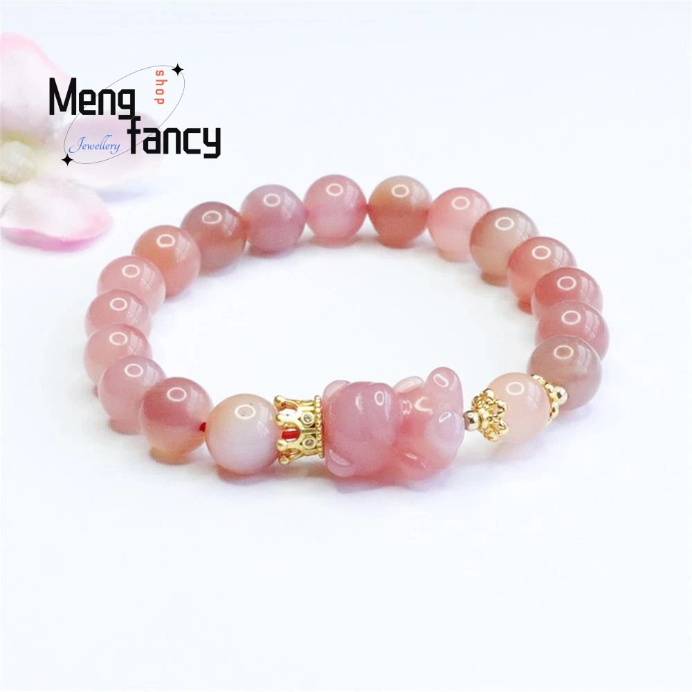 

Natural Salt Source Agate Cute Bear String Bracelet Simple Elegant High-grade Fashion Fine Jewelry Sexy Young Girls Holiday Gift