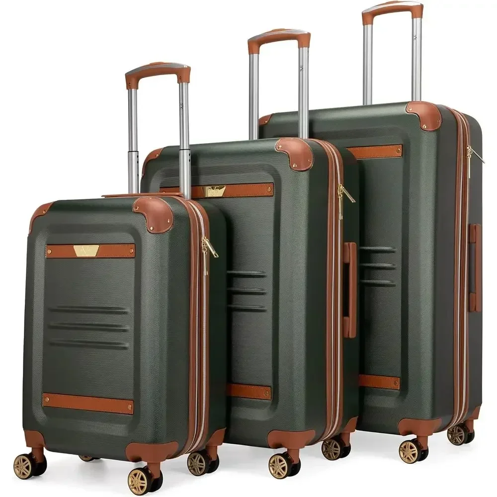 

3-Piece Expandable Hard Shell Luggage Set for Vintage Travel