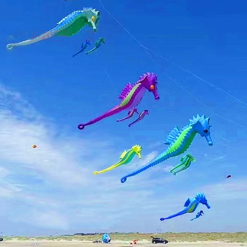 Bolsillos grandes, colgante de pipa de caballito de mar, pipas suaves para adultos, rueda, juego al aire libre, pipa de playa voladora, juguete deportivo, mochila divertida para pipa grande