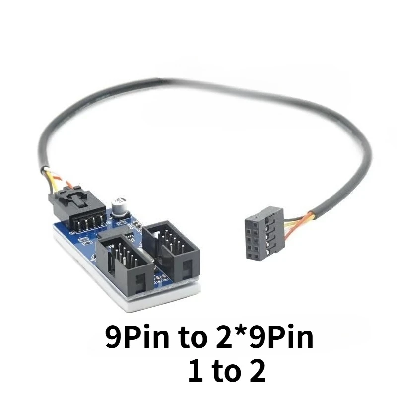 9PIN USB Splitter Motherboard PC USB Expansion Card Header Splitter 1 to 2 Extender Cable Adapter 9Pin 1 to 4 USB HUB Connectors