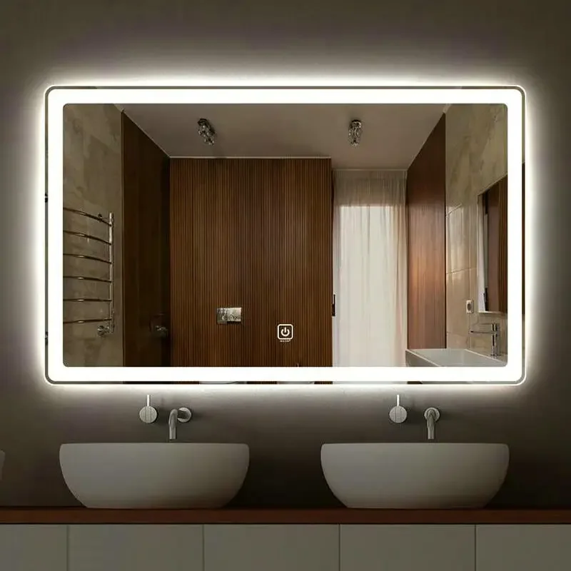 60x80cm 50x70cm Smart  Rectangular Bathroom Mirror High Quality Refection Two Color LED Bathroom Mirror